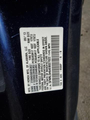 5FNRL5H64EB027022 - 2014 HONDA ODYSSEY EXL BLUE photo 13