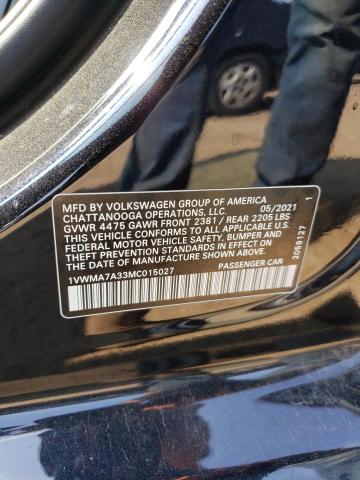 1VWMA7A33MC015027 - 2021 VOLKSWAGEN PASSAT R-LINE Qara foto 13