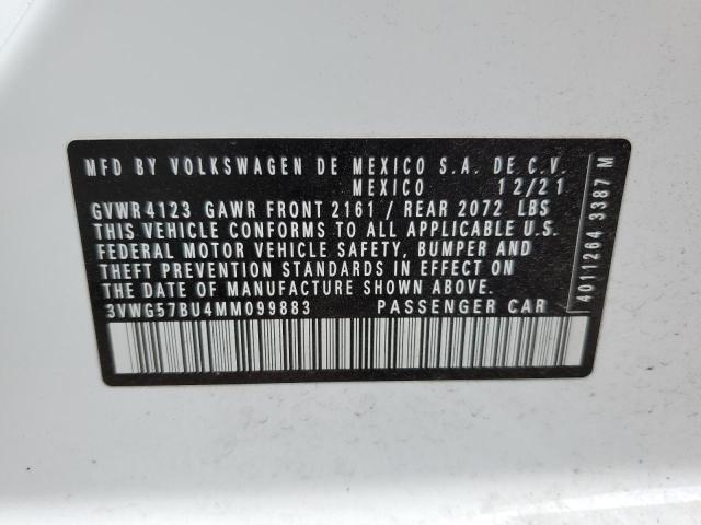 3VWG57BU4MM099883 - 2021 VOLKSWAGEN JETTA SEL PREMIUM WHITE photo 12