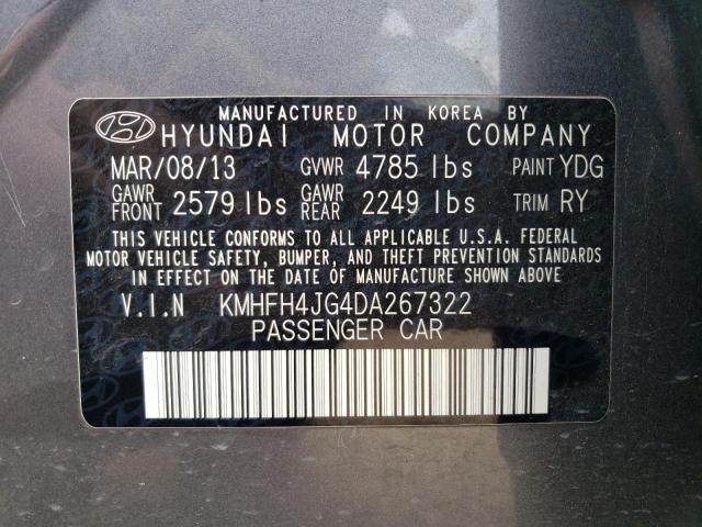 KMHFH4JG4DA267322 - 2013 HYUNDAI AZERA GLS GRAY photo 12