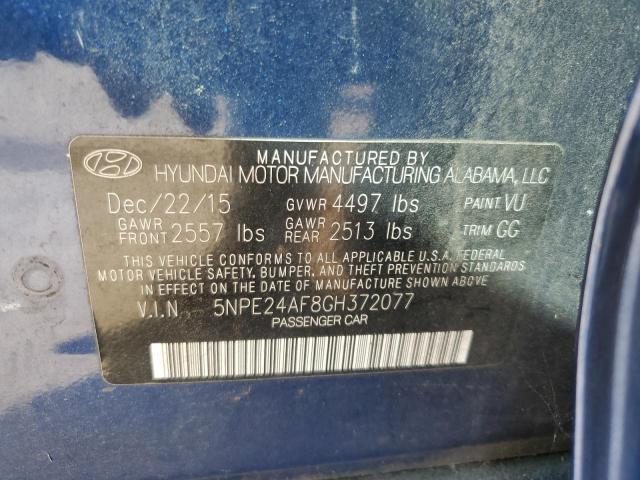 5NPE24AF8GH372077 - 2016 HYUNDAI SONATA SE BLUE photo 12