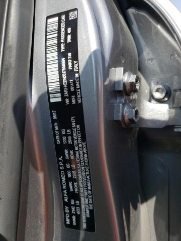 ZARFAEDNXH7559994 - 2017 ALFA ROMEO GIULIA Q4 ნაცრისფერი ფოტო 12