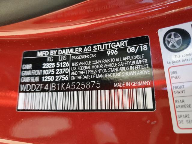 WDDZF4JB1KA525875 - 2019 MERCEDES-BENZ E 300 RED photo 13