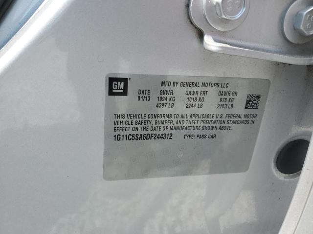 1G11C5SA6DF244312 - 2013 CHEVROLET MALIBU 1LT 银色 照片 12