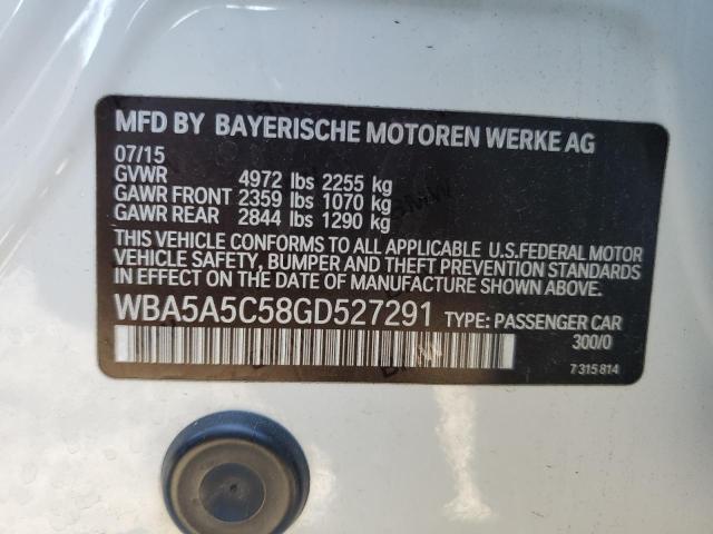 WBA5A5C58GD527291 - 2016 BMW 528 I WHITE photo 12