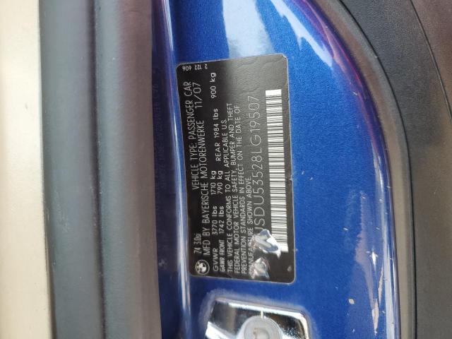 4USDU53528LG19507 - 2008 BMW Z4 3.0SI BLUE photo 12