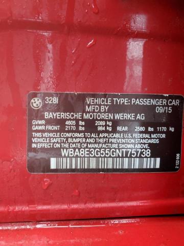 WBA8E3G55GNT75738 - 2016 BMW 328 XI SULEV RED photo 12