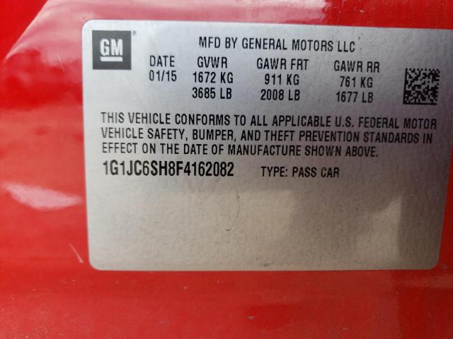 1G1JC6SH8F4162082 - 2015 CHEVROLET SONIC LT RED photo 13