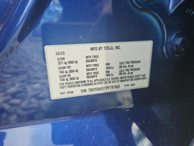 7SAYGAEE7PF797905 - 2023 TESLA MODEL Y Көк фото 13