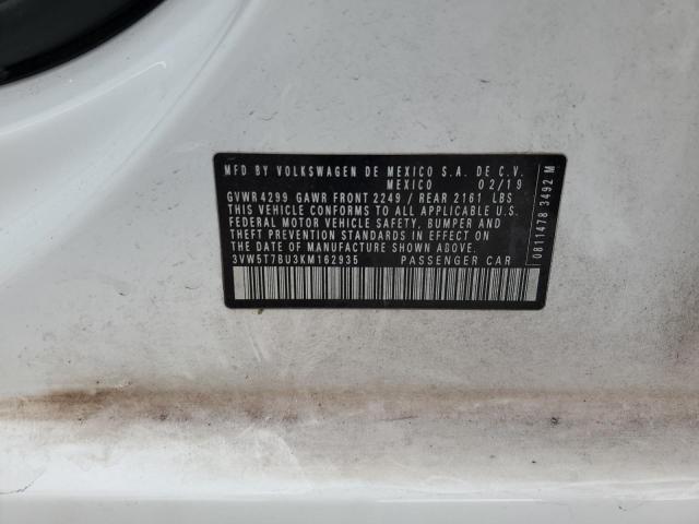 3VW5T7BU3KM162935 - 2019 VOLKSWAGEN JETTA GLI თეთრი ფოტო 12