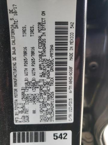 3TMCZ5AN2HM119526 - 2017 TOYOTA TACOMA DOUBLE CAB GRAY photo 12