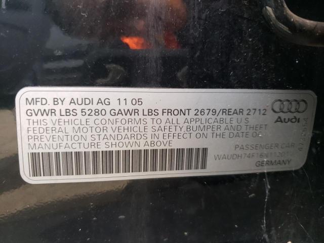 WAUDH74F16N112011 - 2006 AUDI A6 3.2 QUATTRO BLACK photo 12