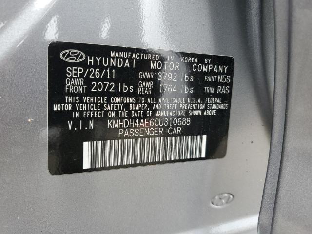 KMHDH4AE6CU310688 - 2012 HYUNDAI ELANTRA GLS GRAY photo 12