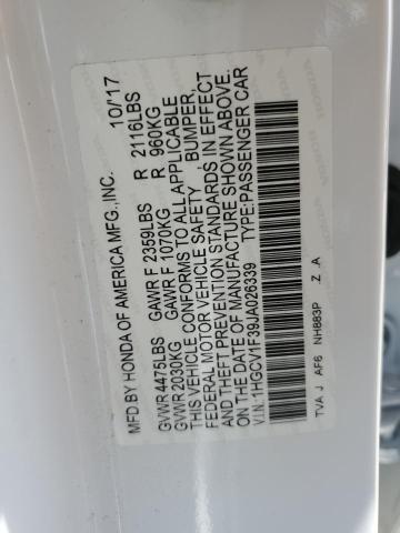 1HGCV1F39JA026339 - 2018 HONDA ACCORD SPORT Blanc photo 12