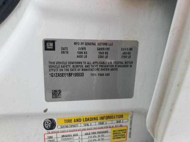 1G1ZA5EU1BF195533 - 2011 CHEVROLET MALIBU LS თეთრი ფოტო 12