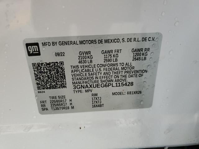 3GNAXUEG6PL115428 - 2023 CHEVROLET EQUINOX LT WHITE photo 13