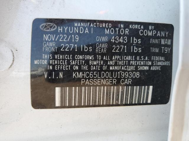 KMHC65LD0LU199308 - 2020 HYUNDAI IONIQ SE WHITE photo 12