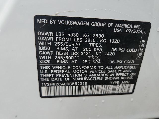 1V2HR2CA0RC557316 - 2024 VOLKSWAGEN ATLAS SE Белый фото 14