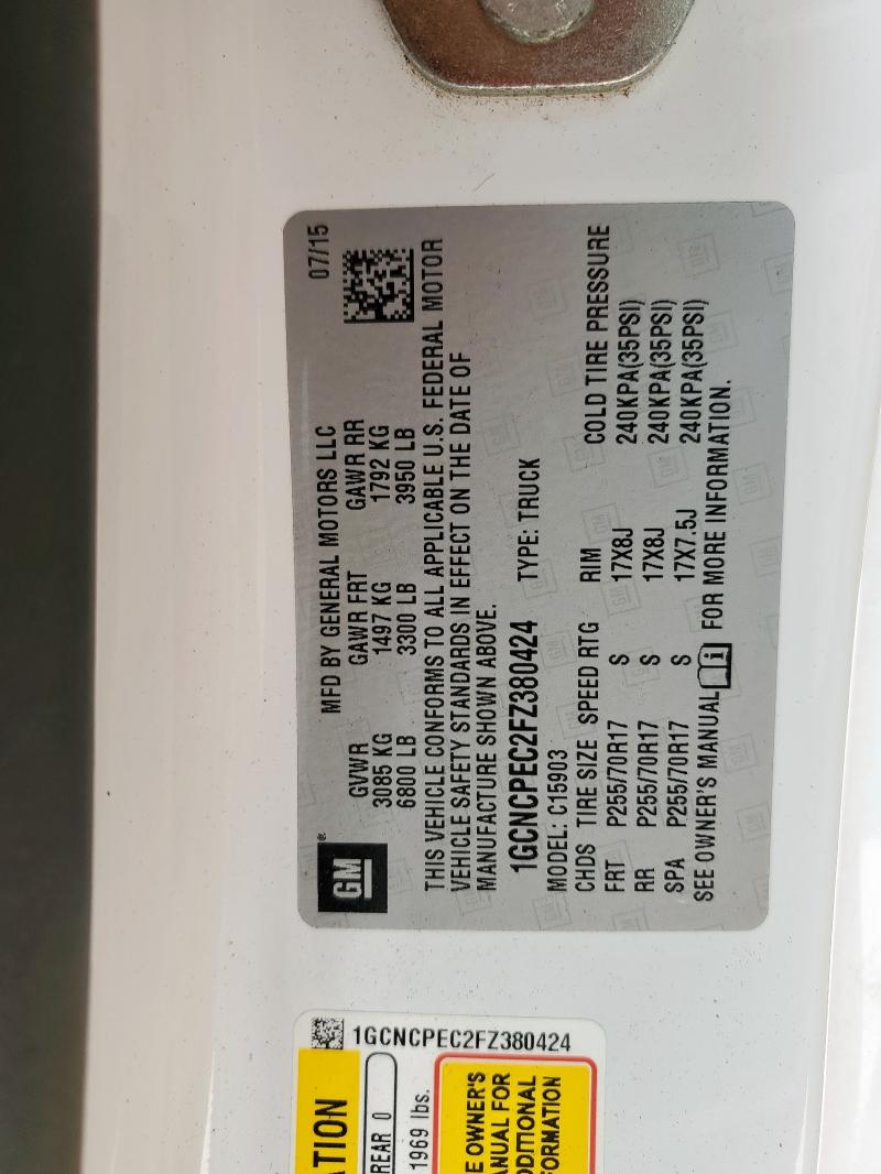 1GCNCPEC2FZ380424 - 2015 CHEVROLET SILVERADO C1500 თეთრი ფოტო 13