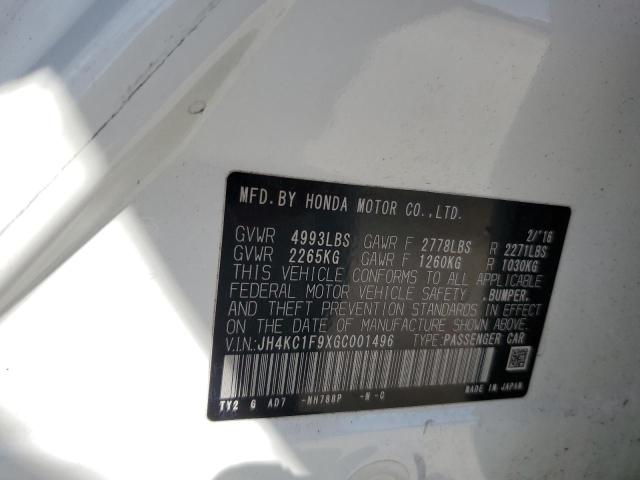 JH4KC1F9XGC001496 - 2016 ACURA RLX ADVANCE WHITE photo 12