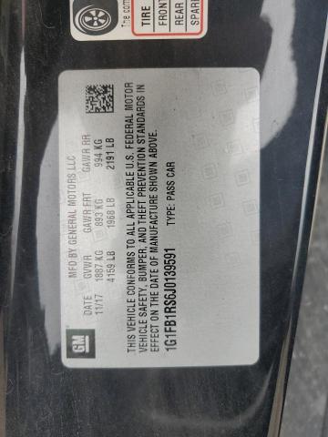 1G1FB1RS6J0139591 - 2018 CHEVROLET CAMARO LT BLACK photo 12