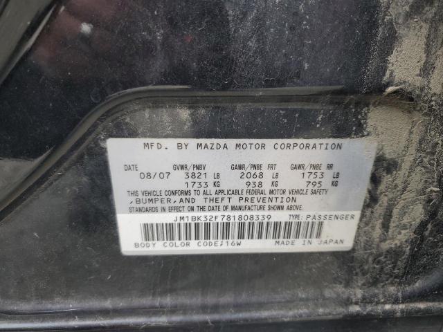 JM1BK32F781808339 - 2008 MAZDA 3 I BLACK photo 12