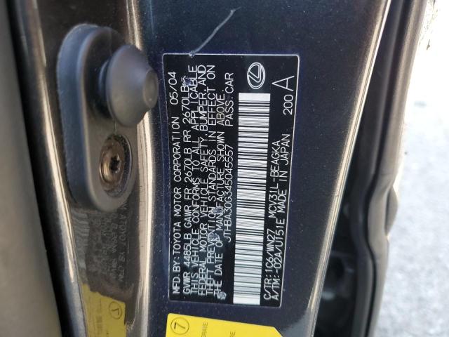 JTHBA30G345045557 - 2004 LEXUS ES 330 GRAY photo 12