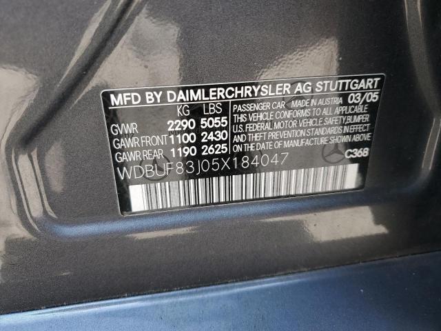 WDBUF83J05X184047 - 2005 MERCEDES-BENZ E 500 4MATIC GRAY photo 12