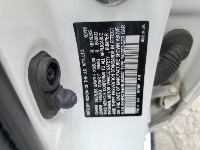 SHHFK7H44HU404032 - 2017 HONDA CIVIC SPORT 白色 照片 12