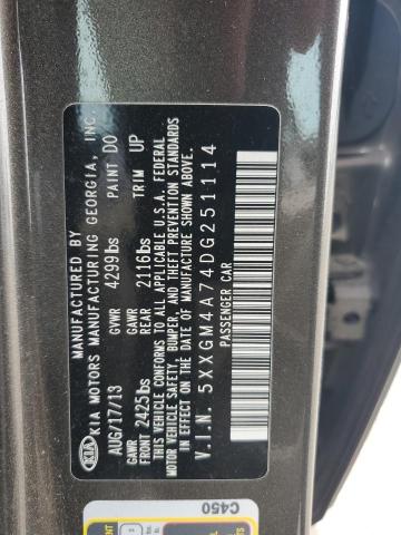 5XXGM4A74DG251114 - 2013 KIA OPTIMA LX GRAY photo 12