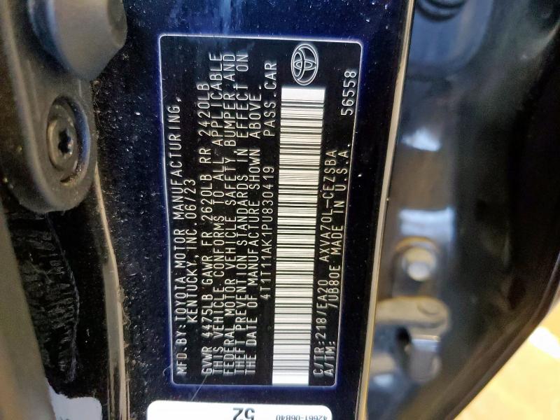 4T1T11AK1PU830419 - 2023 TOYOTA CAMRY SE NIGHT SHADE BLACK photo 12