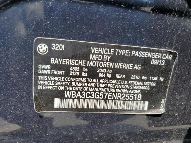 WBA3C3G57ENR25518 - 2014 BMW 320 I XDRIVE BLUE photo 12