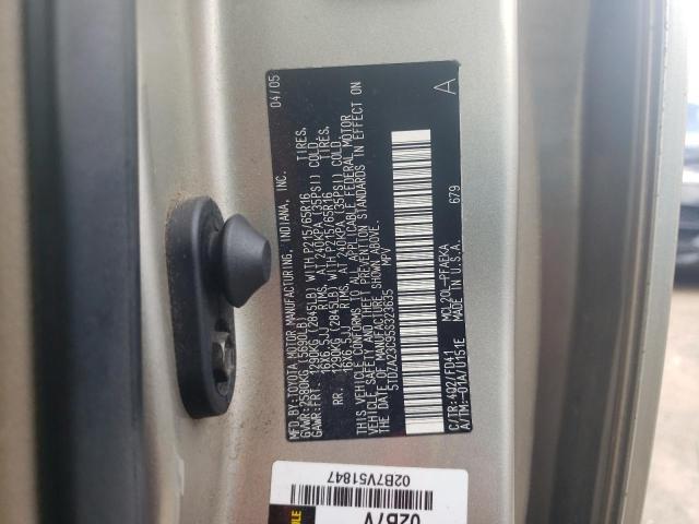 5TDZA23C95S323635 - 2005 TOYOTA SIENNA CE GOLD photo 13