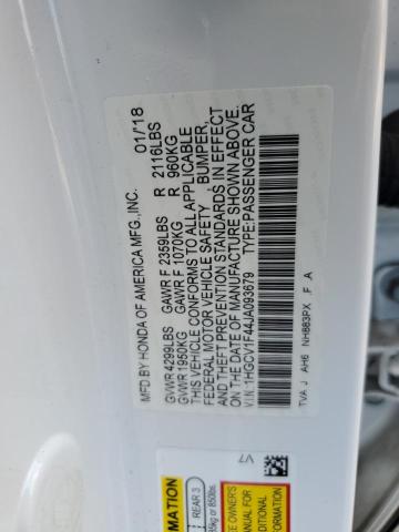 1HGCV1F44JA093679 - 2018 HONDA ACCORD EX თეთრი ფოტო 12