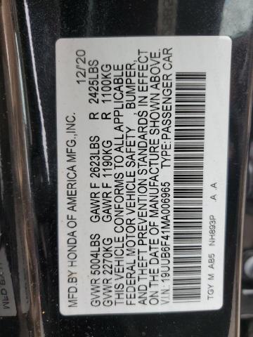 19UUB6F41MA006965 - 2021 ACURA TLX TECHNOLOGY BLACK photo 12