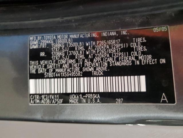 5TBDT441X5S495582 - 2005 TOYOTA TUNDRA DOUBLE CAB SR5 GRAY photo 12