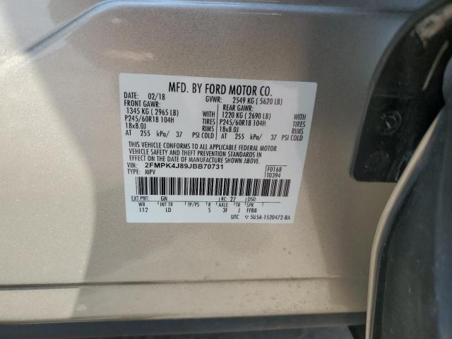 2FMPK4J89JBB70731 - 2018 FORD EDGE SEL Bej foto 13