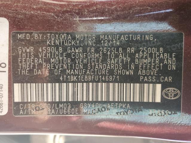 4T1BK1EB8FU146971 - 2015 TOYOTA AVALON XLE MAROON photo 13