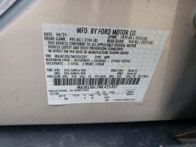 MAJ6S3GL7MC425327 - 2021 FORD ECOSPORT SE SILVER photo 12