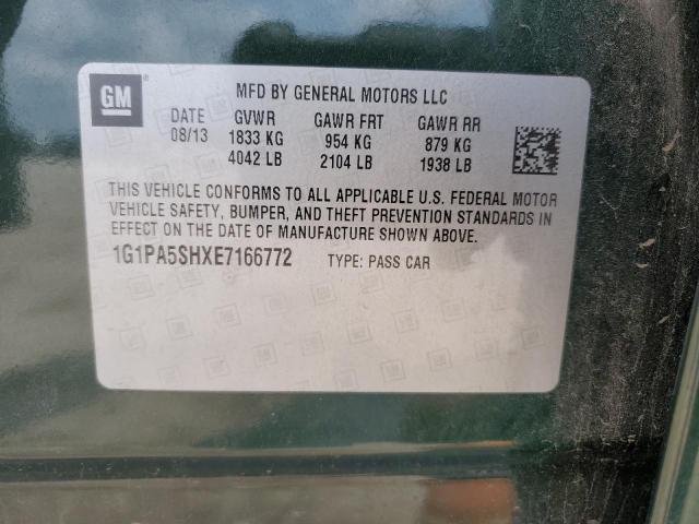 1G1PA5SHXE7166772 - 2014 CHEVROLET CRUZE LS GREEN photo 12