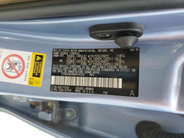 5TDZK3EH9AS014253 - 2010 TOYOTA HIGHLANDER BLUE photo 13