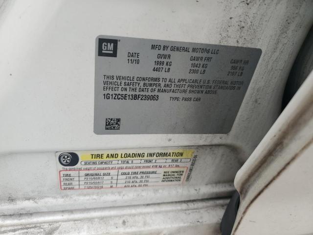 1G1ZC5E13BF239063 - 2011 CHEVROLET MALIBU 1LT WHITE photo 12