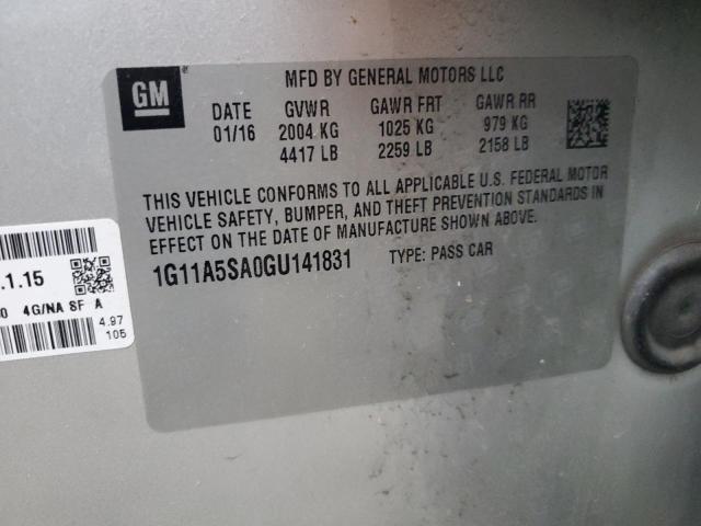 1G11A5SA0GU141831 - 2016 CHEVROLET MALIBU LIM LS SILVER photo 12