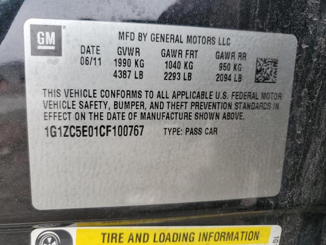 1G1ZC5E01CF100767 - 2012 CHEVROLET MALIBU 1LT GRAY photo 12