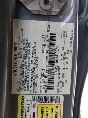 3FA6P0HR6DR310674 - 2013 FORD FUSION SE GRAY photo 12