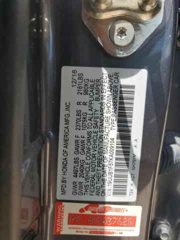 19UUB1F57KA009104 - 2019 ACURA TLX TECHNOLOGY GRAY photo 12