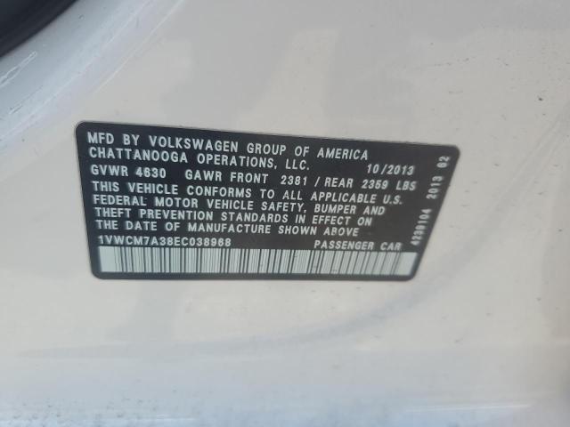 1VWCM7A38EC038968 - 2014 VOLKSWAGEN PASSAT SEL Ağ foto 12