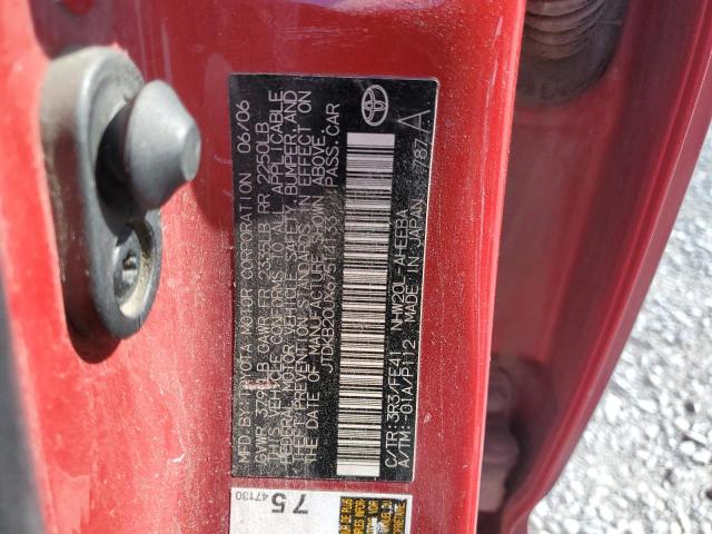 JTDKB20UX67514133 - 2006 TOYOTA PRIUS 红色 照片 12