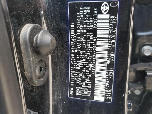 5YFEPMAE3NP363392 - 2022 TOYOTA COROLLA LE BLACK photo 12