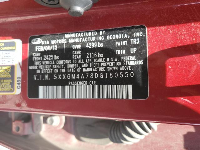 5XXGM4A78DG180550 - 2013 KIA OPTIMA LX RED photo 12